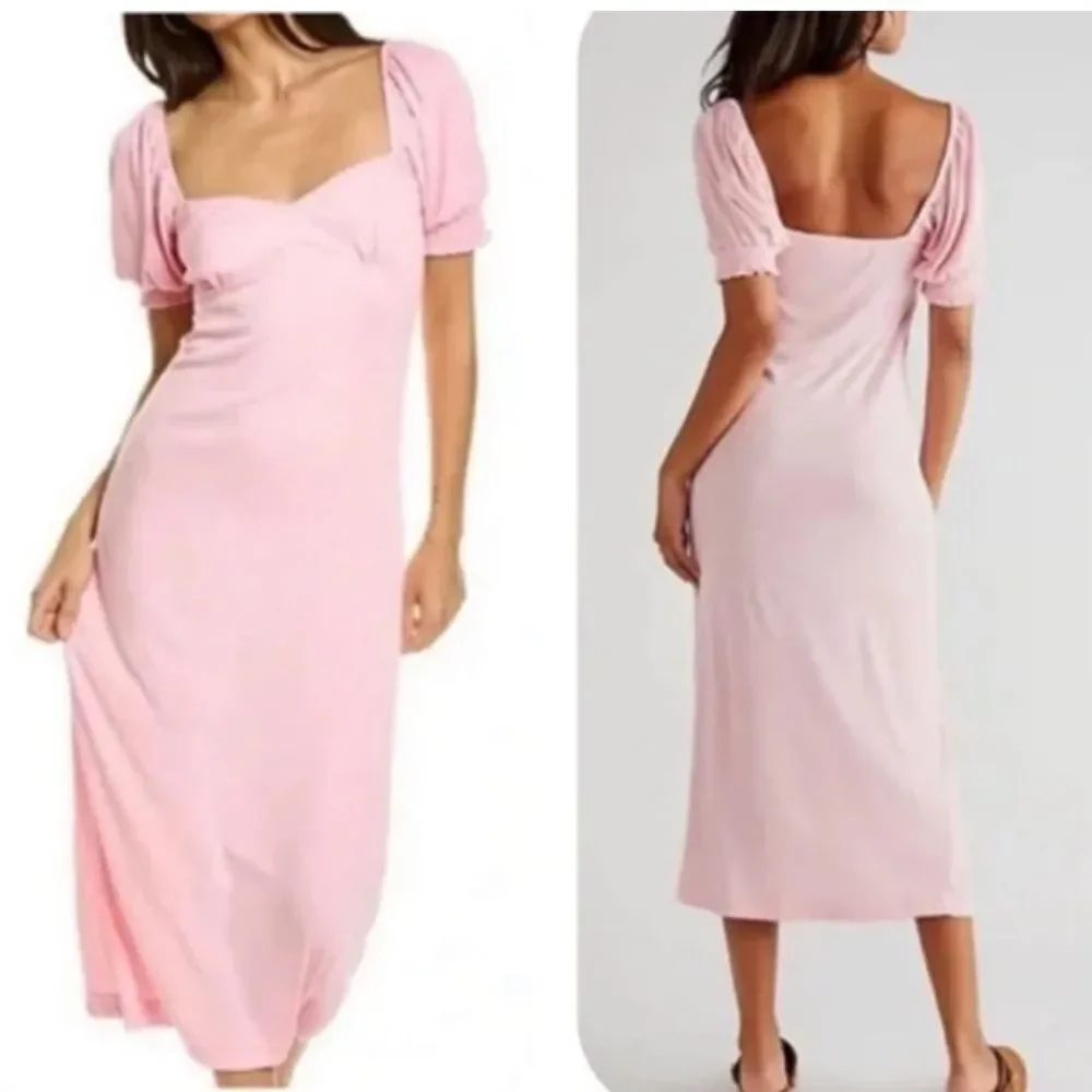 Free People NWT Bel Air Midi Dress Size M in Pink NWT